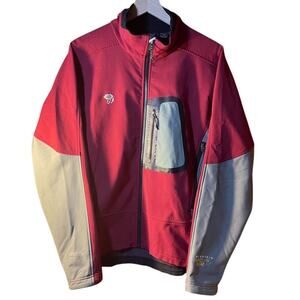 Mountain Hardwear Men's L Red grey Softshell Windstopper Jacket Full Zip